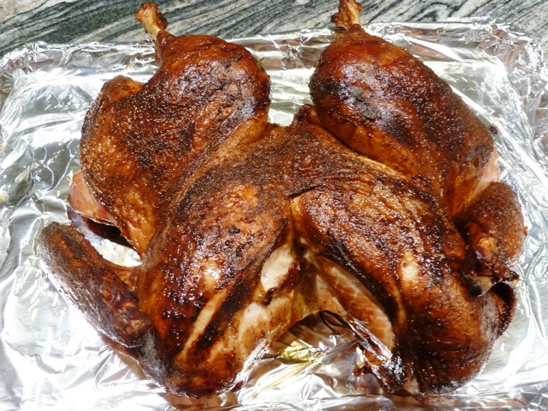 apple smoked spatchcocked turkey